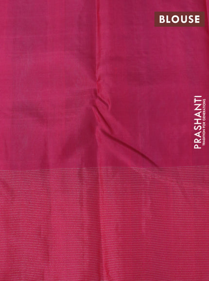 Pure soft silk saree teal blue and pink with allover silver zari woven brocade weaves and rich silver zari woven border