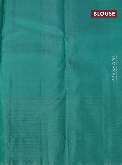 Pure soft silk saree lavender and teal green with allover silver zari woven brocade weaves and rich silver zari woven border