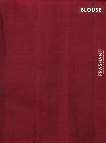 Pure soft silk saree dark green and maroon with allover zari weaves in borderless style