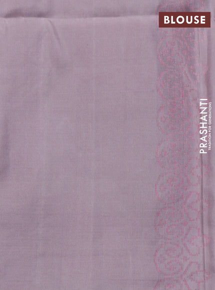 Pure soft silk saree grey shade with thread & zari woven buttas in borderless style