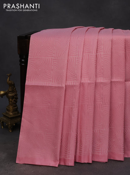 Pure soft silk saree baby pink with allover silver zari woven brocade weaves in borderless style