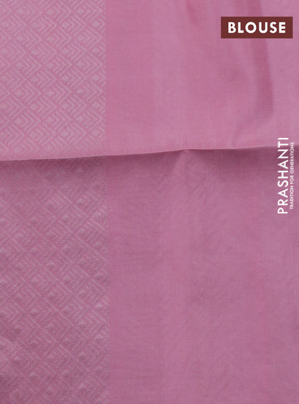 Pure soft silk saree baby pink with allover silver zari woven brocade weaves in borderless style