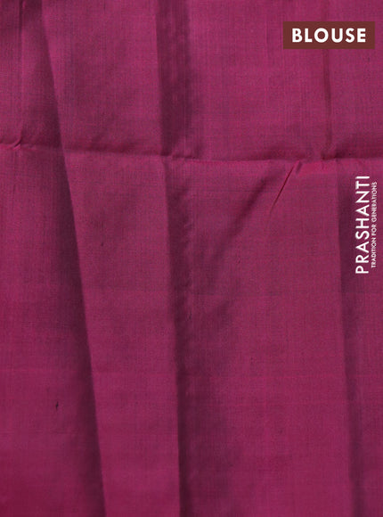 Pure soft silk saree dark magenta pink with zari woven temple buttas in borderless style