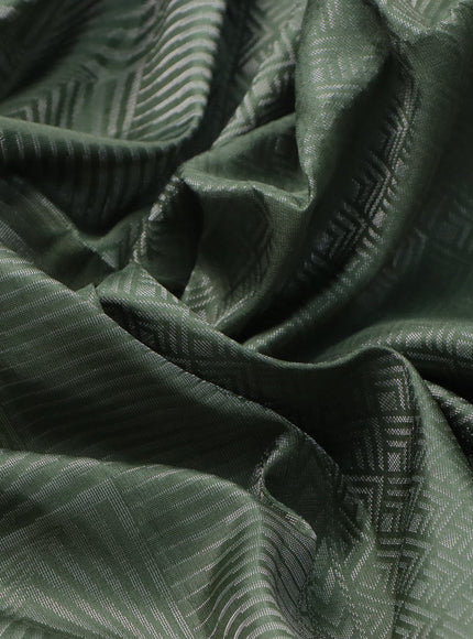 Pure soft silk saree pastel green with allover silver zari woven brocade weaves in borderless style