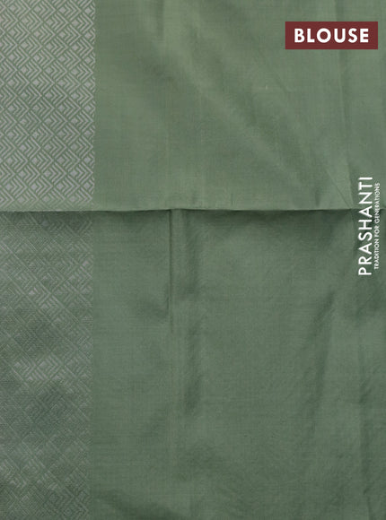 Pure soft silk saree pastel green with allover silver zari woven brocade weaves in borderless style