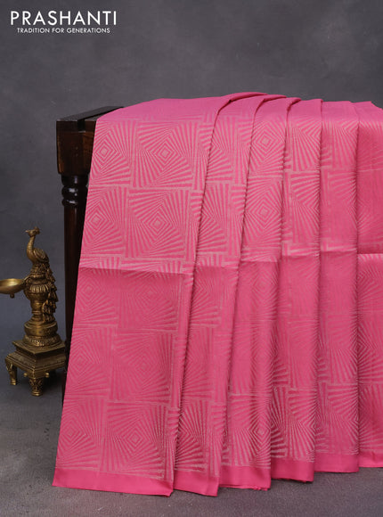 Pure soft silk saree mauve pink with allover silver zari woven brocade weaves in borderless style