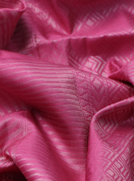 Pure soft silk saree mauve pink with allover silver zari woven brocade weaves in borderless style