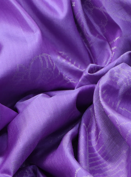 Pure soft silk saree lavender with silver zari woven buttas in borderless style