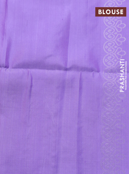 Pure soft silk saree lavender with silver zari woven buttas in borderless style