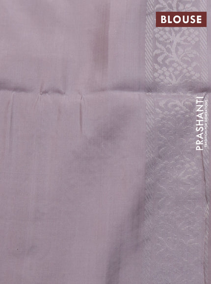 Pure soft silk saree grey shade with allover silver zari weaves & buttas in borderless style