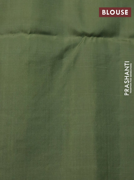 Pure soft silk saree sap green with silver zari woven buttas and long silver zari woven border