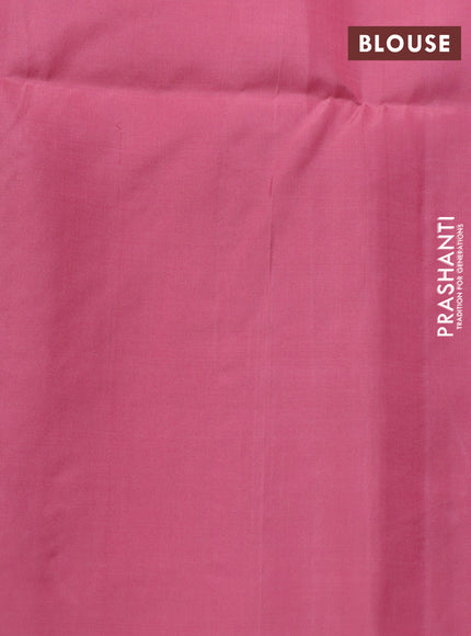 Pure soft silk saree mild peach pink with silver zari woven buttas and long silver zari woven border