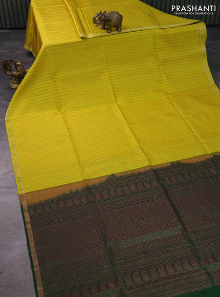 Pure soft silk saree lime green and dark green with allover thread & zari weaves and zari woven border