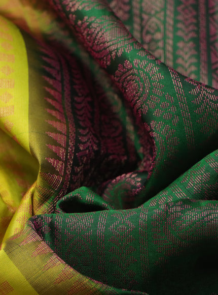 Pure soft silk saree lime green and dark green with allover thread & zari weaves and zari woven border