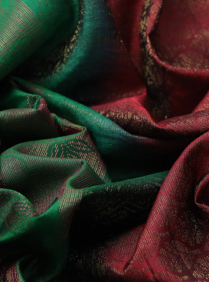 Pure soft silk saree green and maroon with allover thread & zari woven brocade weaves in borderless style