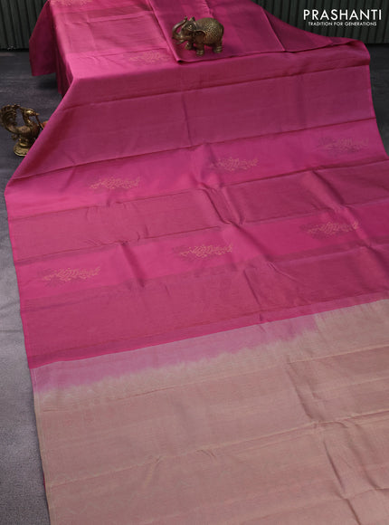 Pure soft silk saree mauve pink and sandal with allover thread & zari weaves in borderless style