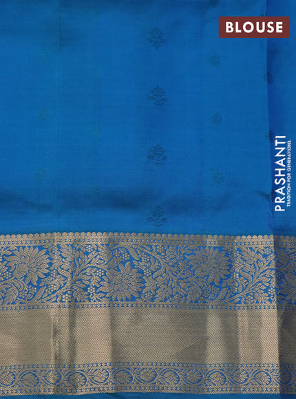 Pure soft silk saree lime green and dual shade of blue with allover zari woven buttas and zari woven border