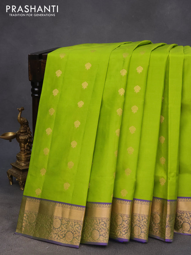 Pure soft silk saree light green and dual shade of bluish green with allover zari woven buttas and zari woven border