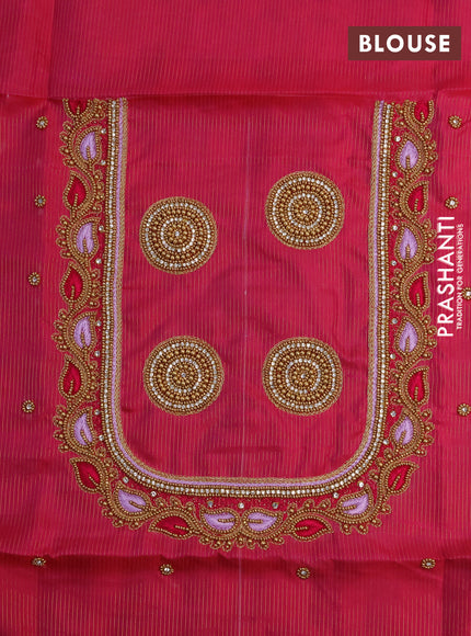 Pure kanchipuram silk saree lavender and pink with allover zari weaves & buttas and rich zari woven border - aari work blouse