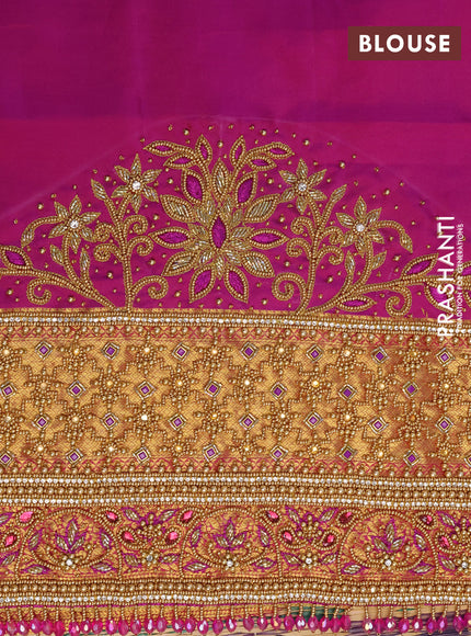 Pure kanchipuram silk saree purple with allover zari woven brocade weaves and rich zari woven border - aari work blouse