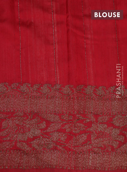 Banarasi raw silk saree cream and red with thread & zari woven buttas and woven border