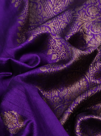 Banarasi raw silk saree violet with thread & zari woven buttas and woven border