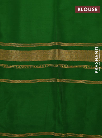 Pure mysore silk saree pista green and green with allover digital prints and long rettapet simple zari woven border