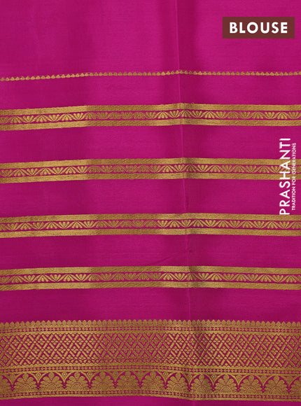 Pure mysore silk saree pastel lavender and pink with allover kalamkari digital prints and long zari woven border