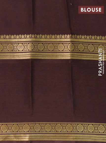 Pure mysore silk saree sandal and brown with allover kalamkari digital prints and long rettapet zari woven border