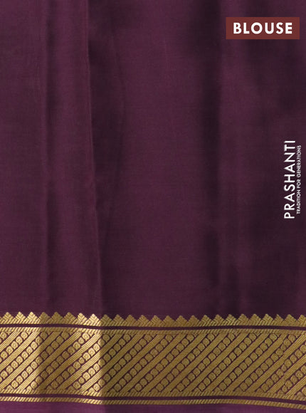 Pure mysore silk saree wine shade and pastel green with zari weaves and long rettapet zari woven border