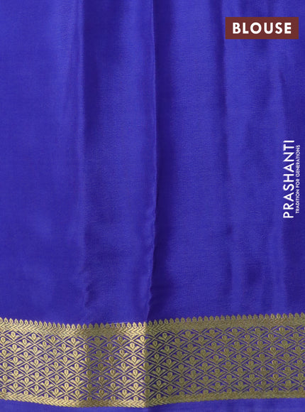 Pure mysore silk saree pastel blue and blue with allover digital prints and long zari woven border