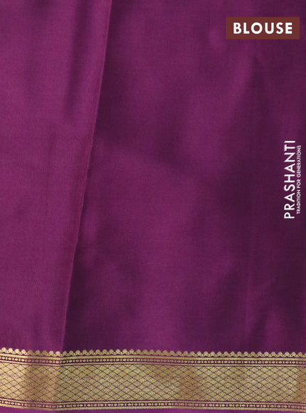 Pure mysore silk saree lotus pink and purple with zari weaves and long kalamkari digital printed border