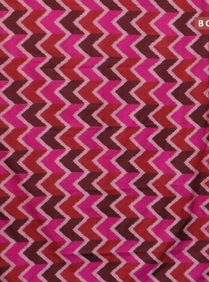 Semi tussar saree multi colour and pink with allover ikat prints and zari woven border