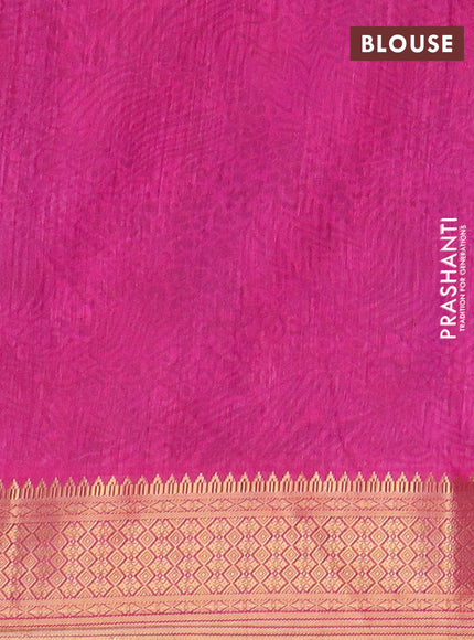 Semi tussar saree multi colour and pink with allover ikat prints and zari woven border