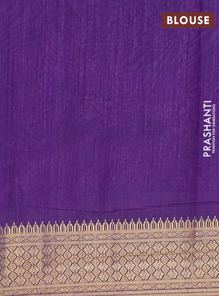 Semi tussar saree deep violet and multi colour with allover ikat prints and zari woven border