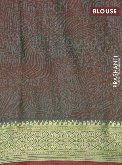 Semi tussar saree multi colour with allover ikat prints and zari woven border