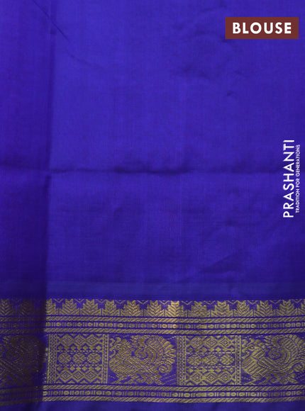 Silk cotton saree red and blue with allover zari checked pattern and zari woven border