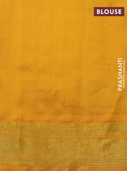 Silk cotton saree blue and mustard yellow with allover zari checked pattern and zari woven border