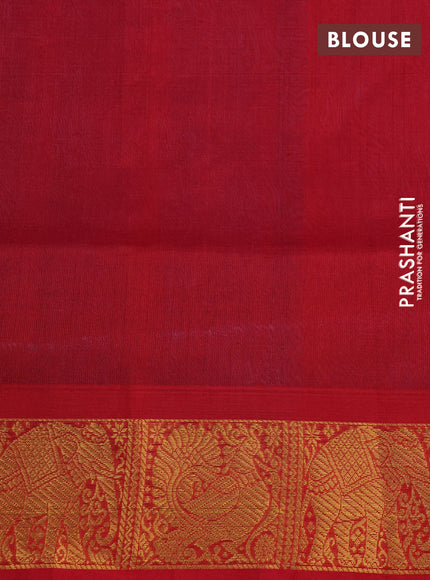 Silk cotton saree blue and red with allover self emboss & jacquard and zari woven border