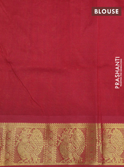 Silk cotton saree yellow and maroon with allover self emboss & jacquard and annam zari woven border