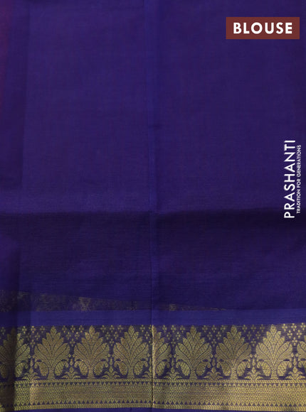 Silk cotton saree dual shade of red and blue with allover self emboss & jacquard and zari woven border