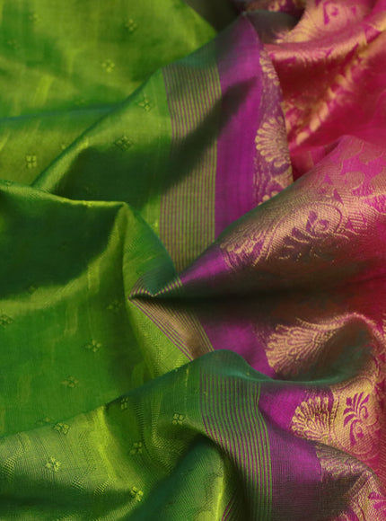 Silk cotton saree light green and pink with allover self emboss & jacquard and zari woven border