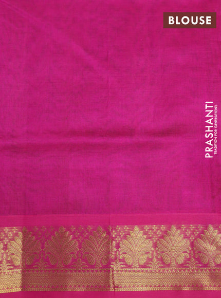 Silk cotton saree light green and pink with allover self emboss & jacquard and zari woven border