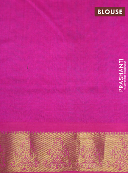 Silk cotton saree light blue and pink with allover self emboss & jacquard and zari woven border