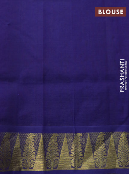 Silk cotton saree dual shade of greenish maroon and blue with allover self emboss & jacquard and zari woven border