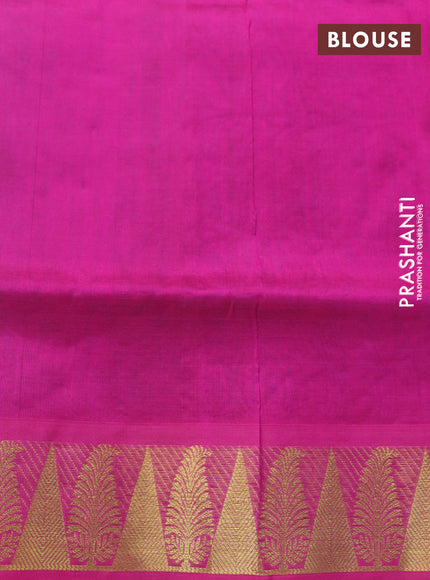 Silk cotton saree light blue and pink with allover self emboss & jacquard and zari woven border