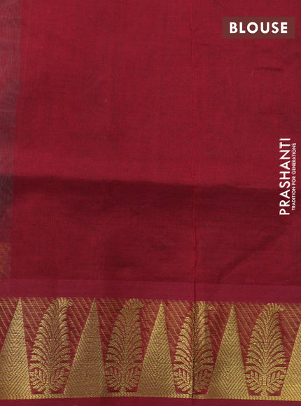 Silk cotton saree green shade and maroon with allover self emboss & jacquard and zari woven border