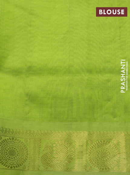 Silk cotton saree pastel blue and light green with allover self emboss & jacquard and annam & rudhraksha zari woven border