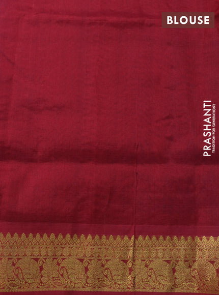 Silk cotton saree cs blue and maroon with allover self emboss & jacquard and zari woven border