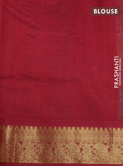 Silk cotton saree dual shade of teal green and maroon with allover self emboss & jacquard and zari woven border